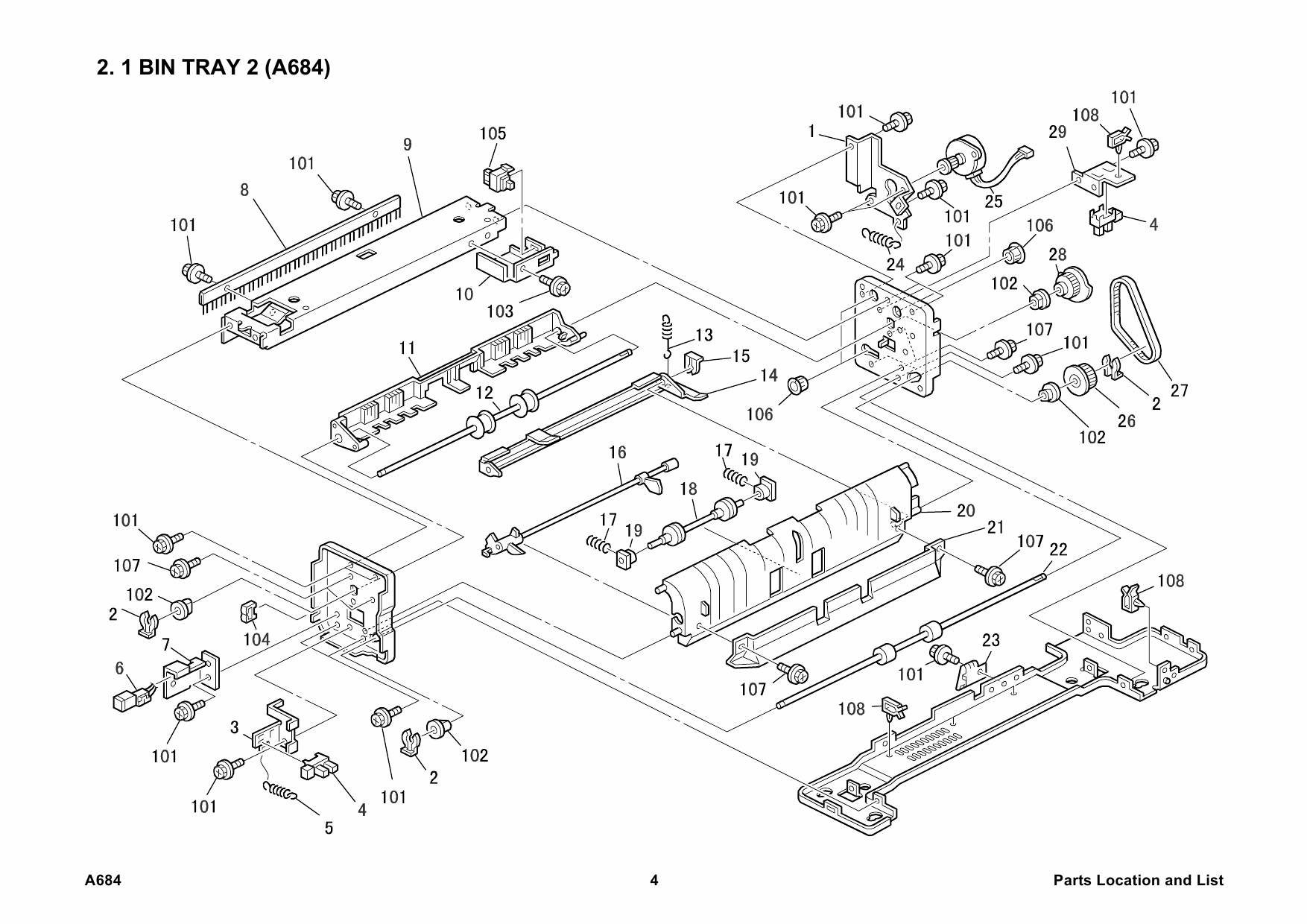 RICOH Options A684 1-BIN-TRAY-UNIT Parts Catalog PDF download-4